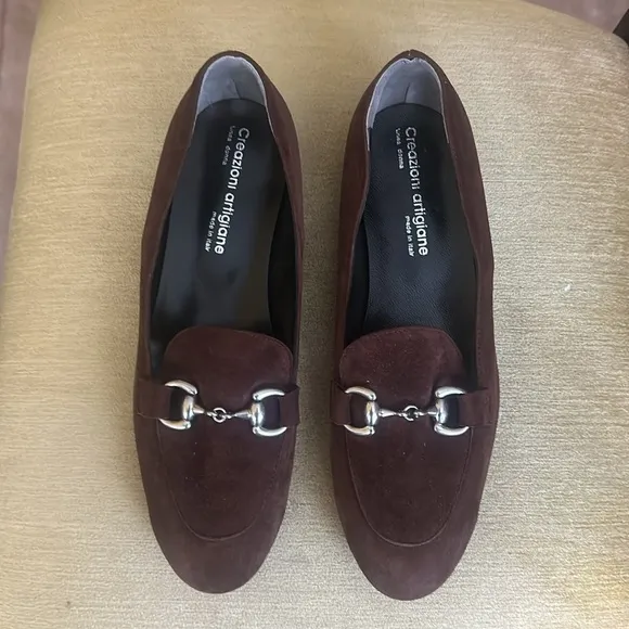 Creazioni Artigiane Wide Fit Loafer Brown Suede w/ Buckle  Size 9.5 / EU 40