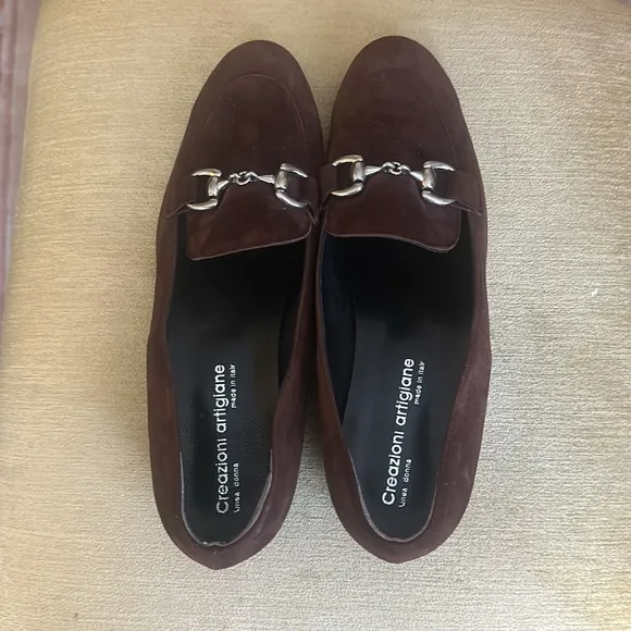 Creazioni Artigiane Wide Fit Loafer Brown Suede w/ Buckle  Size 9.5 / EU 40