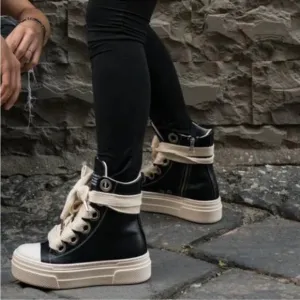 Cristianzerotre Calipso 300 Leather High Top Platform Sneakers Black Sz 7