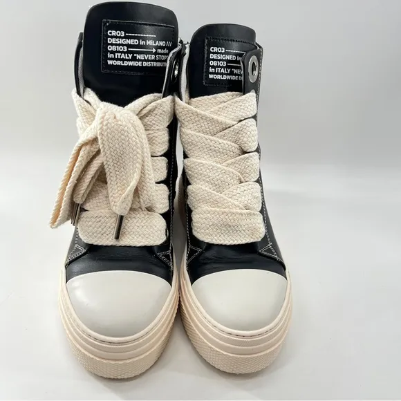 Cristianzerotre Calipso 300 Leather High Top Platform Sneakers Black Sz 7