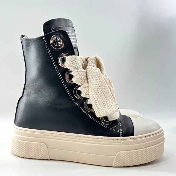 Cristianzerotre Calipso 300 Leather High Top Platform Sneakers Black Sz 7