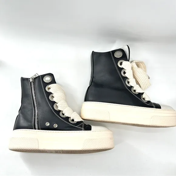 Cristianzerotre Calipso 300 Leather High Top Platform Sneakers Black Sz 7