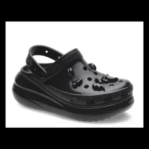 Crocs Classic Mega Crush High Shine Clogs Black High Heel Sandals M8/W10