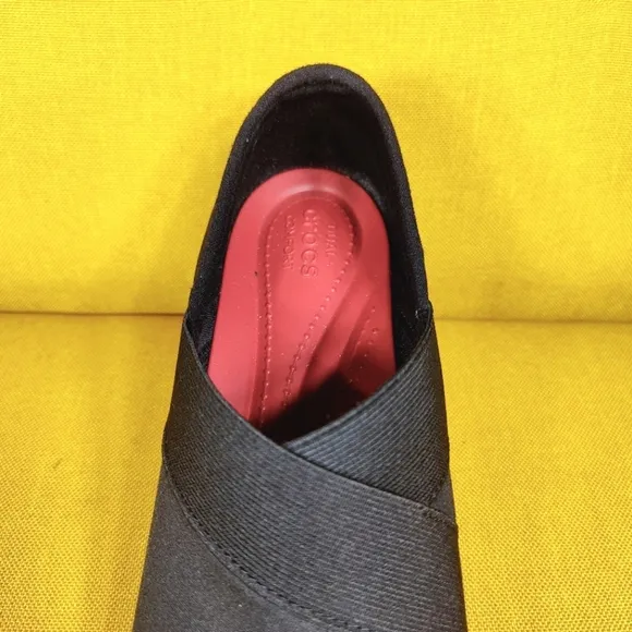 Crocs Dual Comfort Busy Day Loafers Stretch Wedge Shoes Black Women's 8