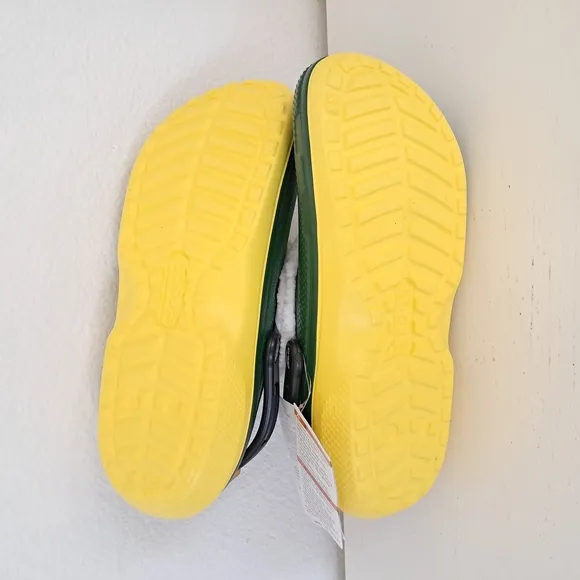CROCS Green and Yellow Slip-On Loafers with Ventilation