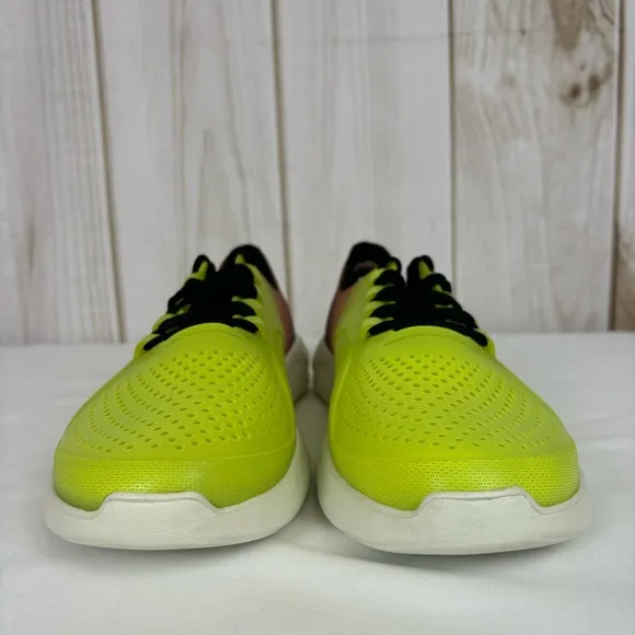 Crocs LiteRide Sneakers Lace Up Lightweight Flexible Shoes Yellow Black Size 10