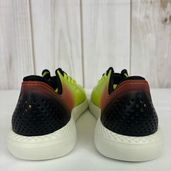 Crocs LiteRide Sneakers Lace Up Lightweight Flexible Shoes Yellow Black Size 10