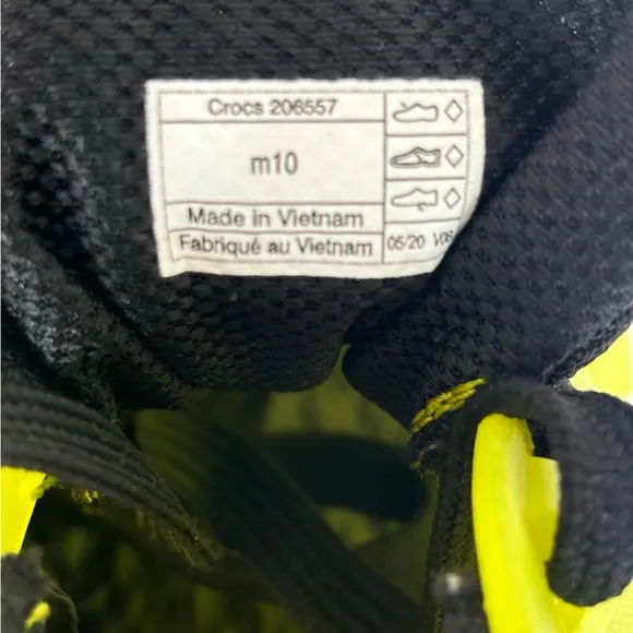 Crocs LiteRide Sneakers Lace Up Lightweight Flexible Shoes Yellow Black Size 10