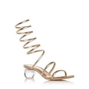 Cult Gaia 'Freya' Gold Leather Ankle Wrap Sandals Size 8