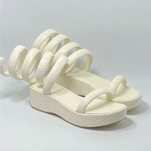 Cult Gaia Gabi Snake-Embossed Leather Wrap Sandals size 37