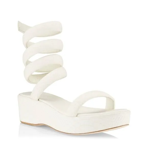 Cult Gaia Gabi Snake-Embossed Leather Wrap Sandals size 37