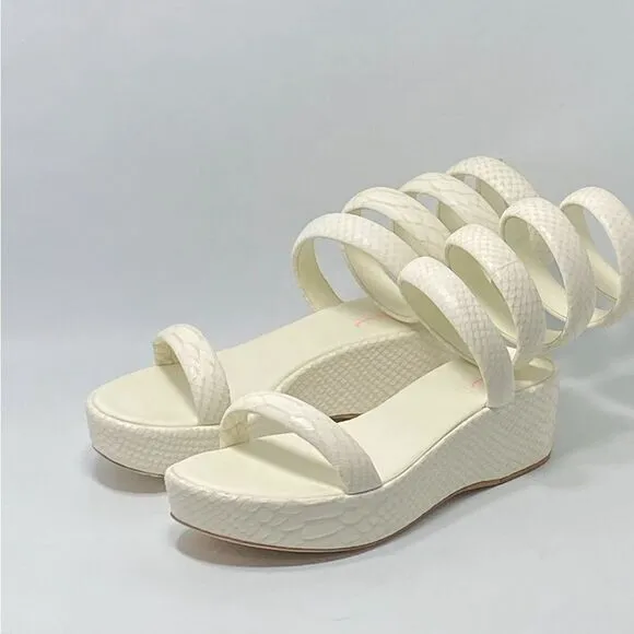 Cult Gaia Gabi Snake-Embossed Leather Wrap Sandals size 37