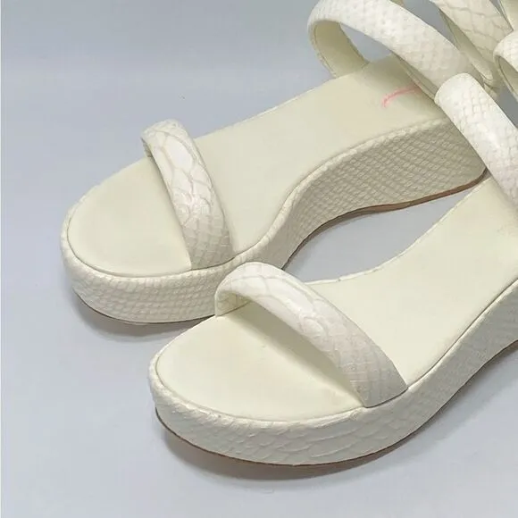 Cult Gaia Gabi Snake-Embossed Leather Wrap Sandals size 37