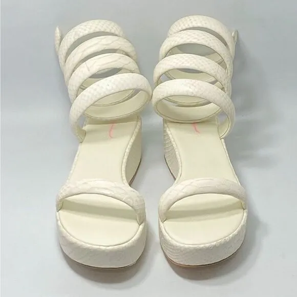 Cult Gaia Gabi Snake-Embossed Leather Wrap Sandals size 37