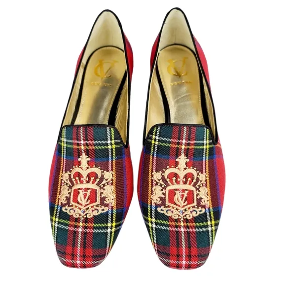 CV Signature Red Multi Plaid Wool Loafers