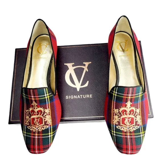 CV Signature Red Multi Plaid Wool Loafers