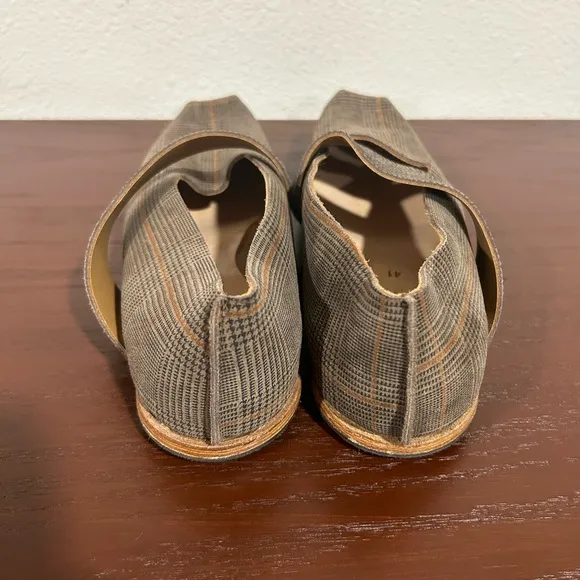 CYDWOQ Vintage Contact Black/ Brown Plaid Leather Slip-On Flats Size 41