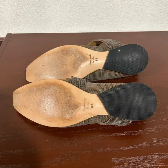 CYDWOQ Vintage Contact Black/ Brown Plaid Leather Slip-On Flats Size 41
