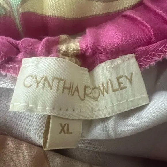 Cynthia Rowley high low wrap skirt size Xl bright floral beachy resortwear vaca