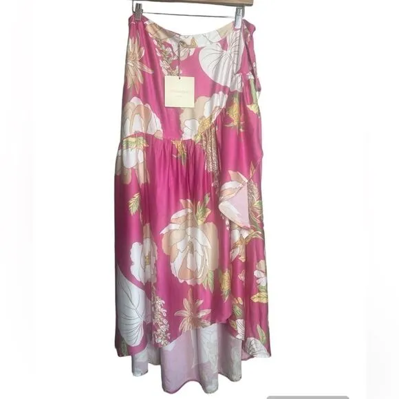Cynthia Rowley high low wrap skirt size Xl bright floral beachy resortwear vaca