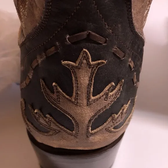Dan Post Brown Tan Western Boots with Leather Design 10EW