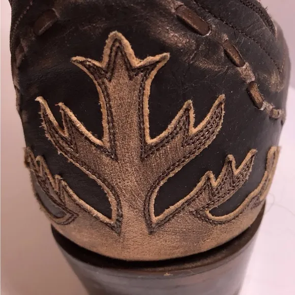Dan Post Brown Tan Western Boots with Leather Design 10EW