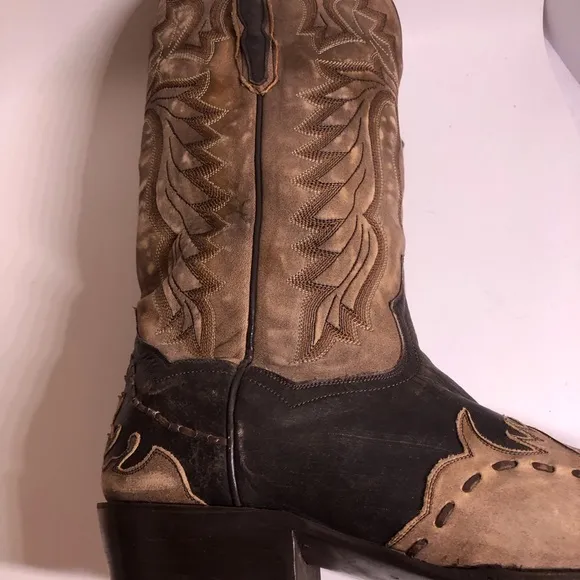 Dan Post Brown Tan Western Boots with Leather Design 10EW
