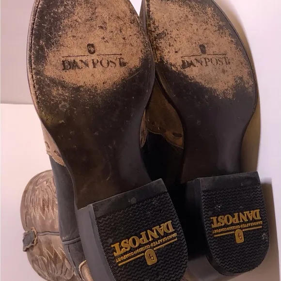 Dan Post Brown Tan Western Boots with Leather Design 10EW