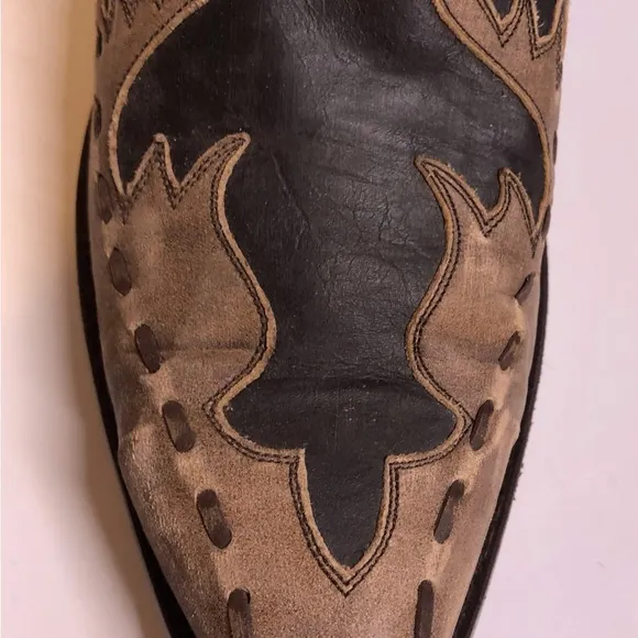 Dan Post Brown Tan Western Boots with Leather Design 10EW