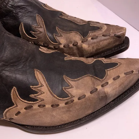 Dan Post Brown Tan Western Boots with Leather Design 10EW