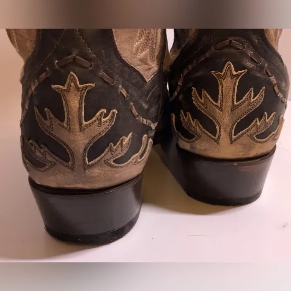Dan Post Brown Tan Western Boots with Leather Design 10EW