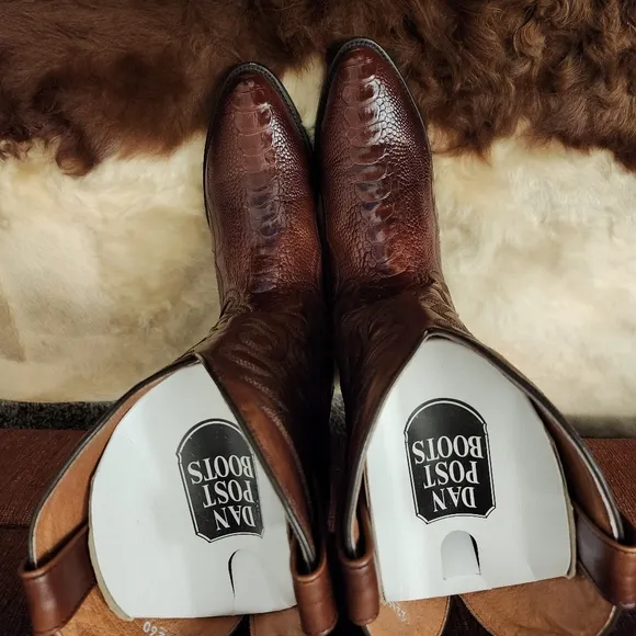 Dan Post Men’s Exotic Ostrich Leg Western Boots – Size 9D