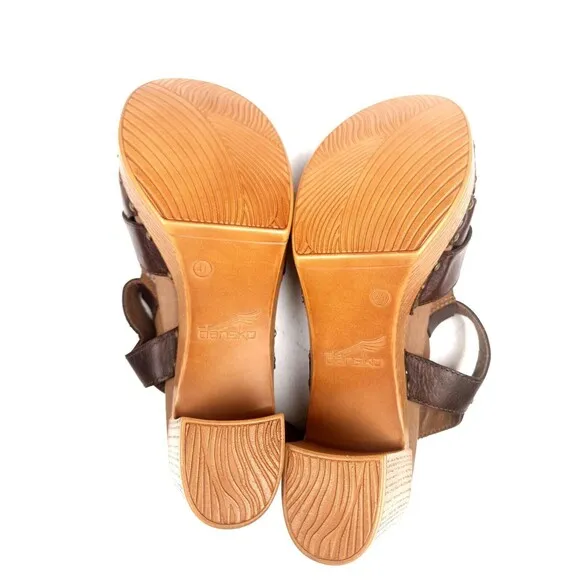 DANSKO DANIELA SLINGBACK Heel Sandals 41 US 10.5- 11 US Brown Leather T-Strap
