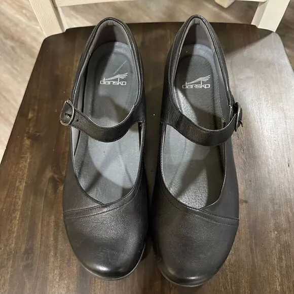 DANSKO Fawna Maryjane Style Black Milled Napa Leather Loafers 42W EU, 11.5 US