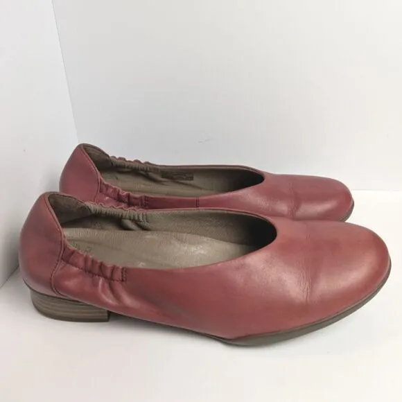 Dansko Kira Analine Rust Red Leather Ballet Flats 41 EU 10.5 US