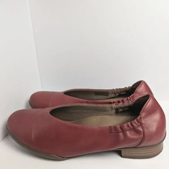Dansko Kira Analine Rust Red Leather Ballet Flats 41 EU 10.5 US