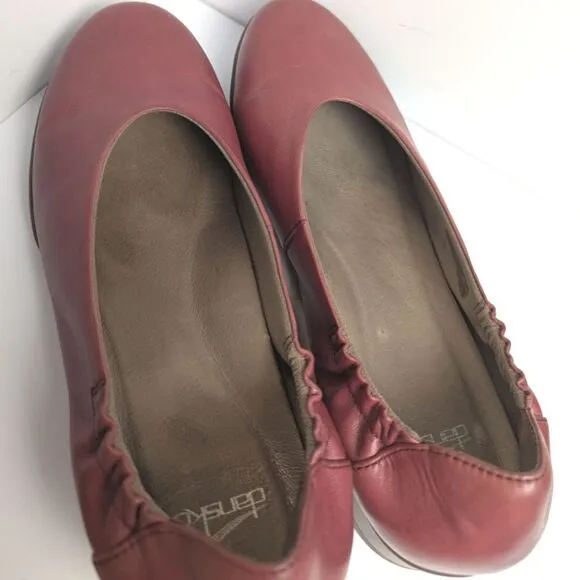 Dansko Kira Analine Rust Red Leather Ballet Flats 41 EU 10.5 US