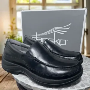 DANSKO Mens Wayne Full Grain Leather Black Slip Resistant Loafers Shoes NWT
