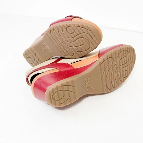 DANSKO NWB Sz 37 Red  Leather Arielle Glazed Kid Comfort Sandals
