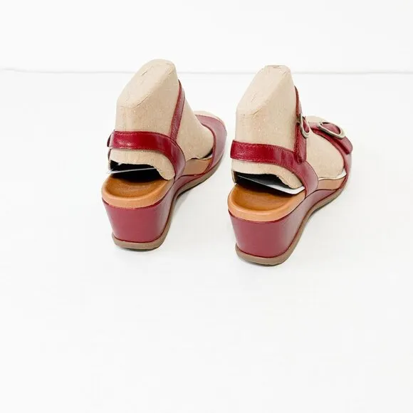 DANSKO NWB Sz 37 Red  Leather Arielle Glazed Kid Comfort Sandals