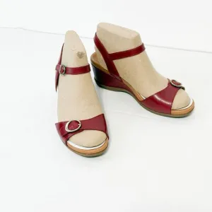 DANSKO NWB Sz 37 Red  Leather Arielle Glazed Kid Comfort Sandals