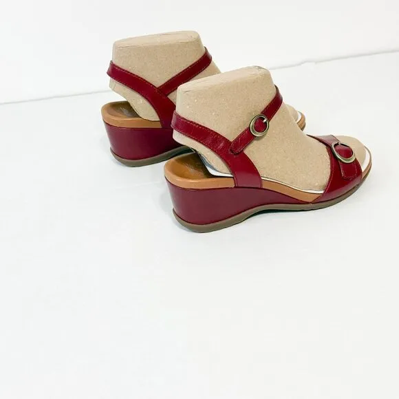 DANSKO NWB Sz 37 Red  Leather Arielle Glazed Kid Comfort Sandals