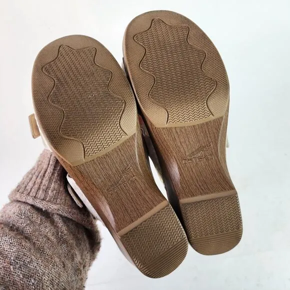 Dansko Sophie Double Strap Sandals EU 40 US 9.5-10 White Iridescent Leather