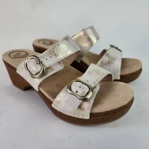 Dansko Sophie Double Strap Sandals EU 40 US 9.5-10 White Iridescent Leather
