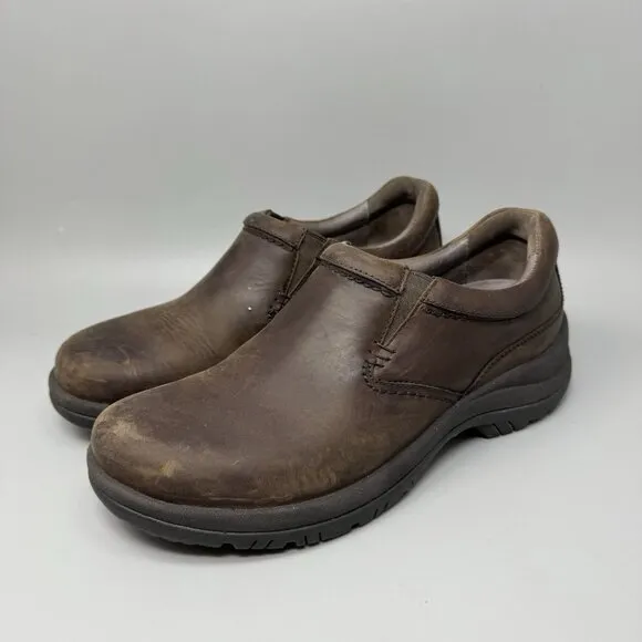 Dansko Wynn Men’s Slip Resistant Brown Leather Slip Ons Size 9.5-10