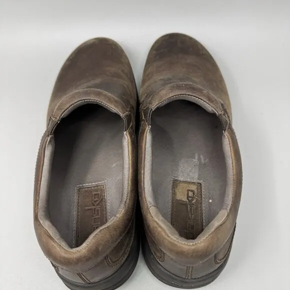 Dansko Wynn Men’s Slip Resistant Brown Leather Slip Ons Size 9.5-10