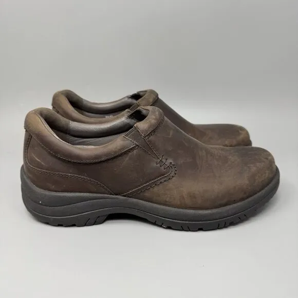 Dansko Wynn Men’s Slip Resistant Brown Leather Slip Ons Size 9.5-10