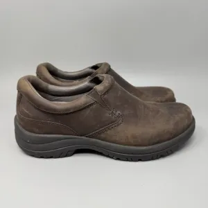 Dansko Wynn Men’s Slip Resistant Brown Leather Slip Ons Size 9.5-10
