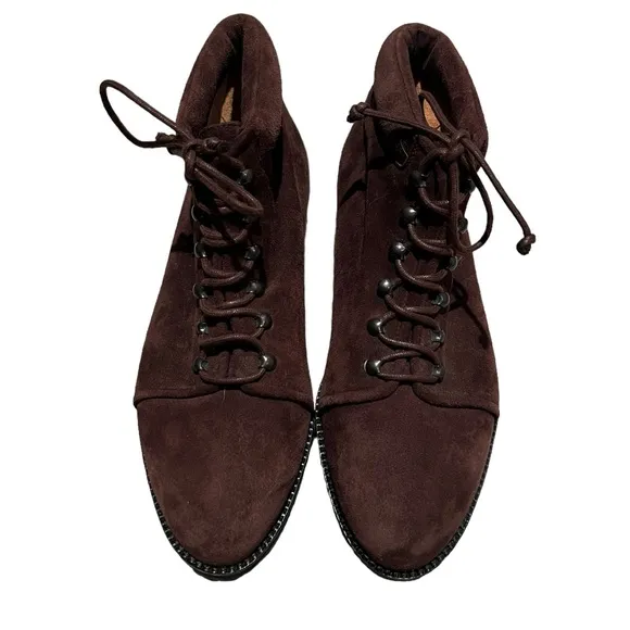 Deadstock Vintage Walter Steiger Brown Suede Lace Up Utility Combat Boots