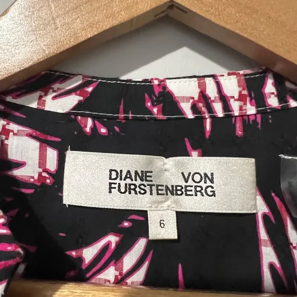 Diane von Furstenberg  Adele Printed Cotton Jacquard Wrap Dress Size 6